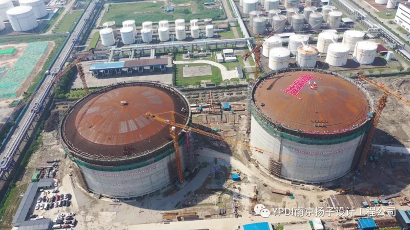 A Complete Success of Roof Lifting for the Second 150,000m3 Cryogenic Concrete Full Capacity Tank of Zhejiang Jiahua Energy undertaken by YPDI